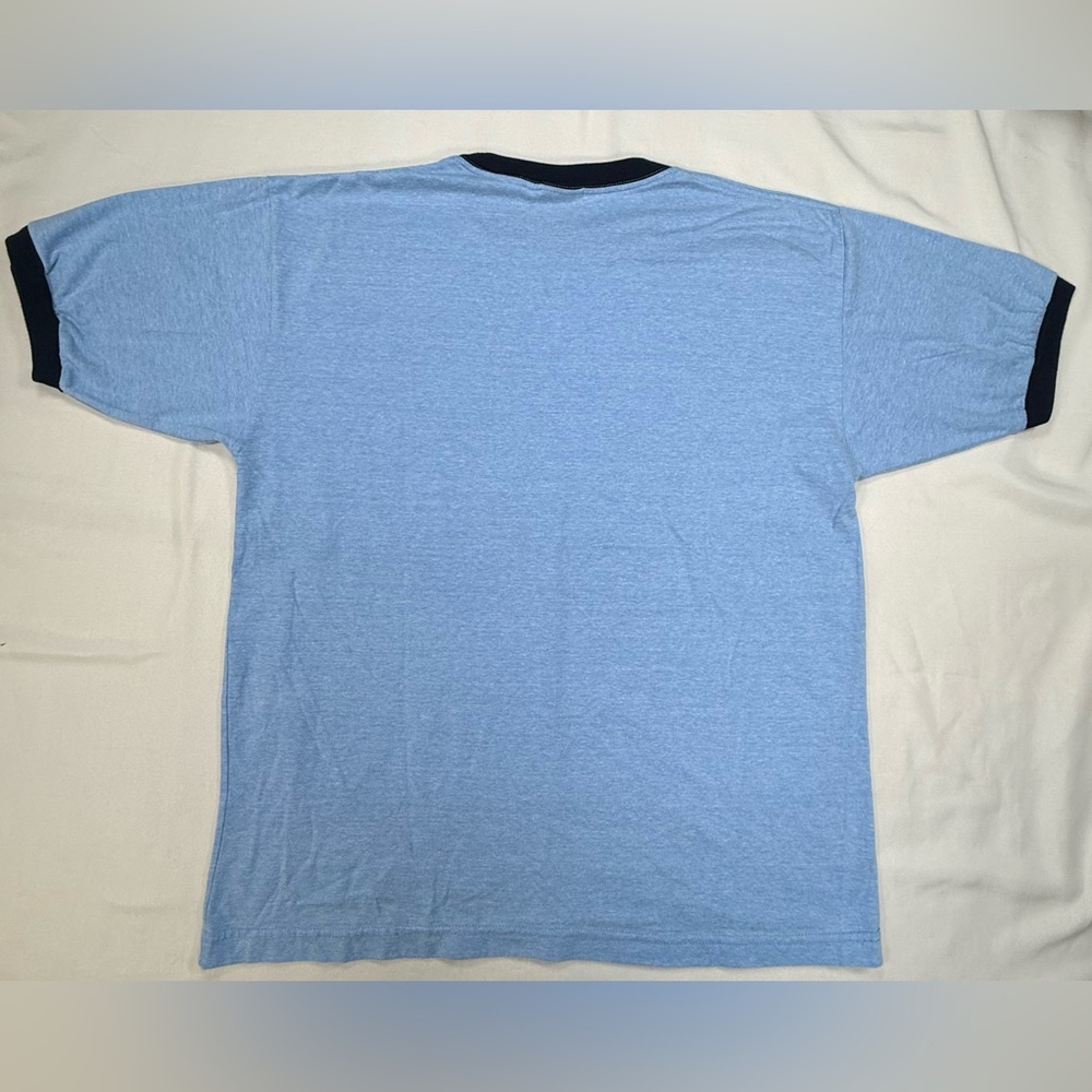Back to the Future vintage Thunder Creek Light Blue Ringer Graphic Tee. NWOT - Picture 9 of 11